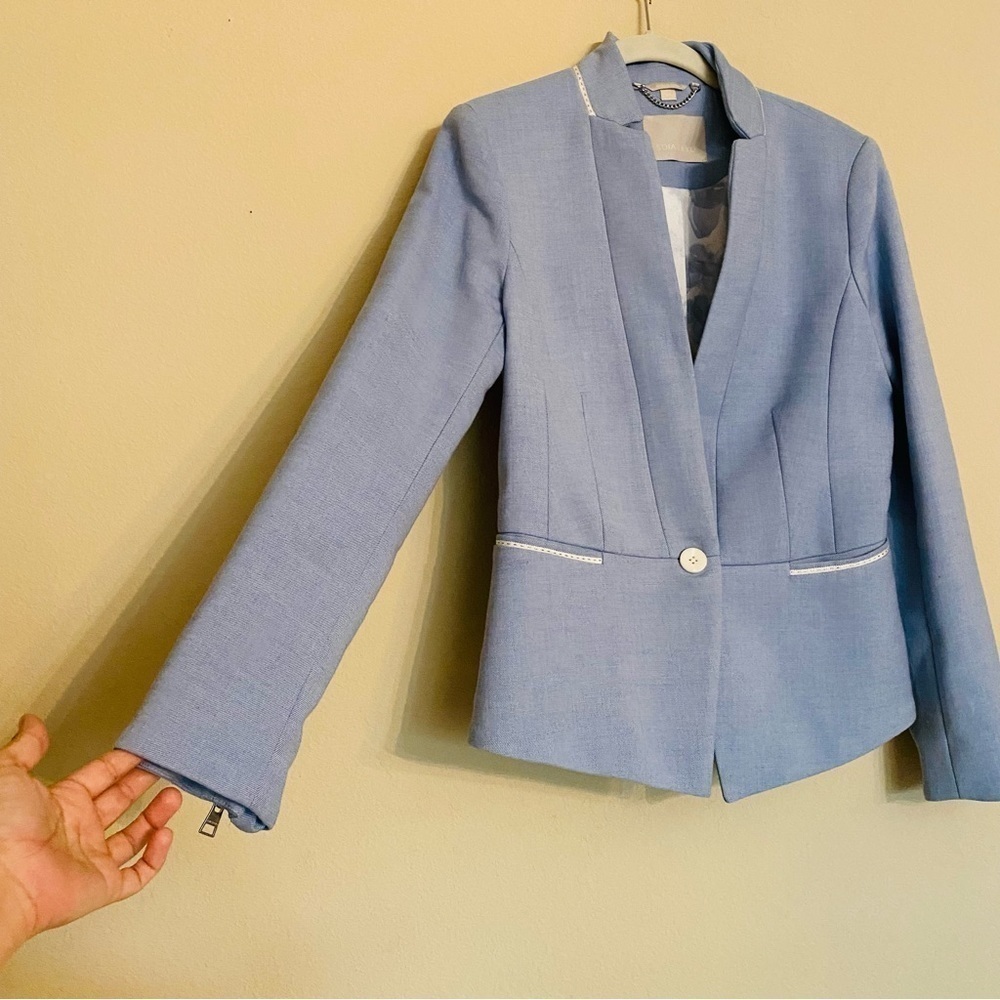 SOIA & KYO Taisia Blazer Jacket Light Blue Preppy Business Career Office Size S